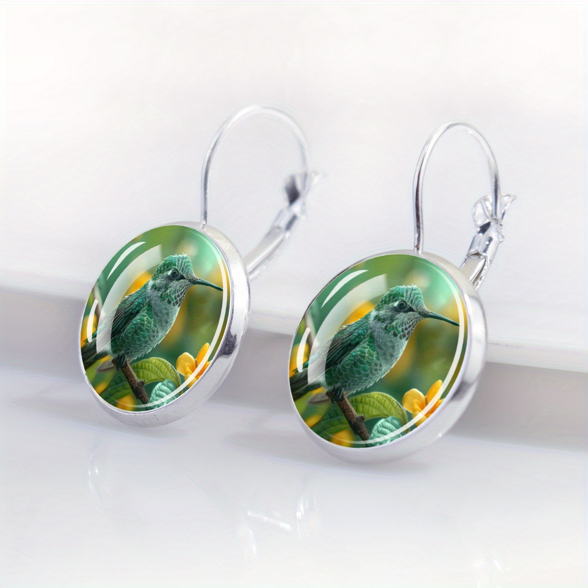 Rustic-Style Hummingbird Theme Earrings